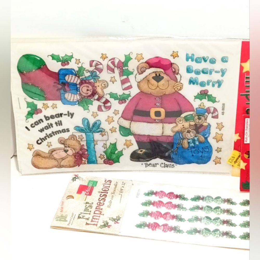 Vintage Christmas Rub On Transfers Provo Craft First Impressions Set of 3